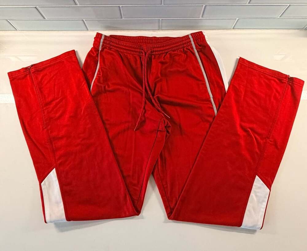 Adidas Track Pants zip ankle Size S Red White